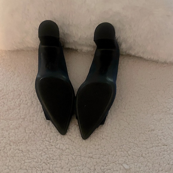 Anne Klein (Size 9.5) Navy Blue Bentley Buckle Pointed Toe Block Heel Pumps - Picture 8 of 11